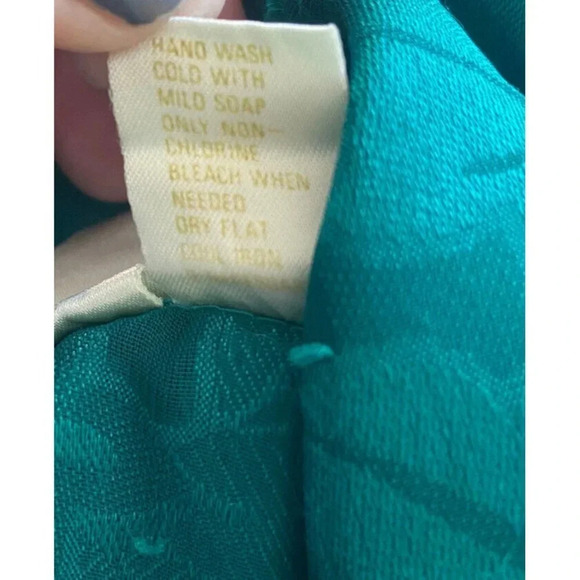 Vintage Victoria's Secret Pajama Set Pants Top Gold Label Leaf Sheer Green M - Picture 5 of 5